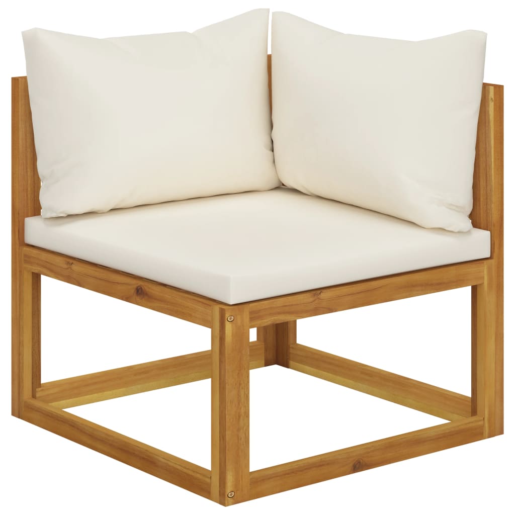 Set canapea 2 piese cu perne alb crem, lemn masiv de acacia - Lando