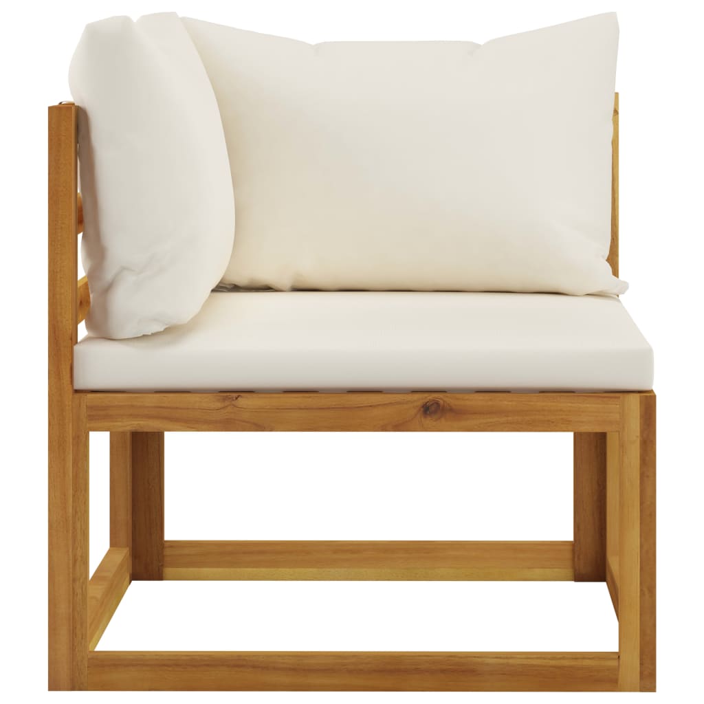 Set canapea 2 piese cu perne alb crem, lemn masiv de acacia - Lando