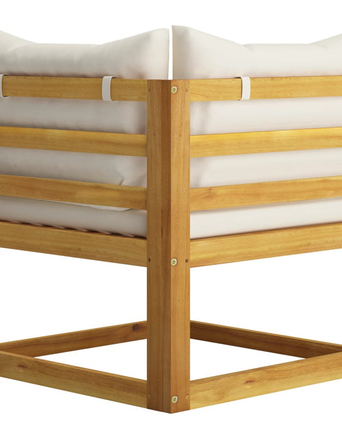 Încărcați imaginea în vizualizatorul Galerie, Set canapea 2 piese cu perne alb crem, lemn masiv de acacia - Lando
