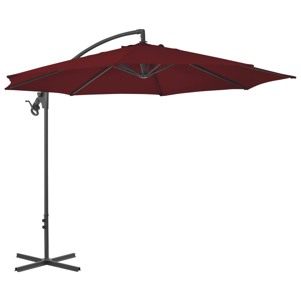Umbrelă suspendată cu stâlp din oțel, roșu bordo, 300 cm Lando - Lando
