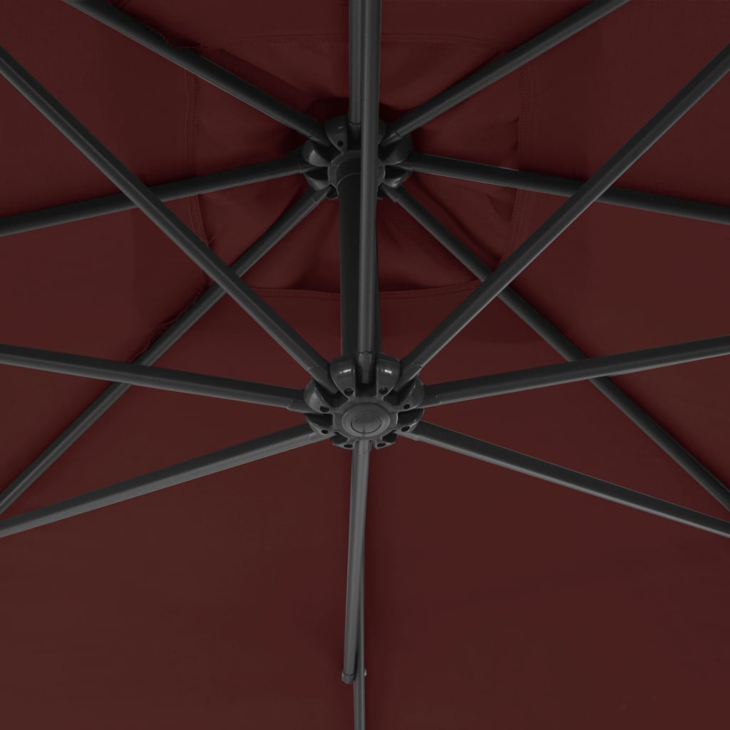 Umbrelă suspendată cu stâlp din oțel, roșu bordo, 300 cm Lando - Lando
