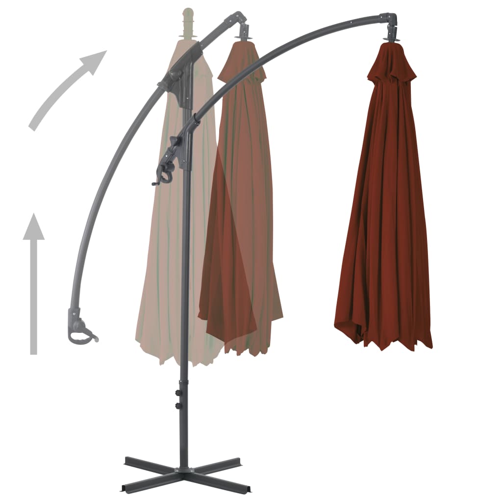 Umbrelă suspendată cu stâlp din oțel, cărămiziu, 300 cm Lando - Lando