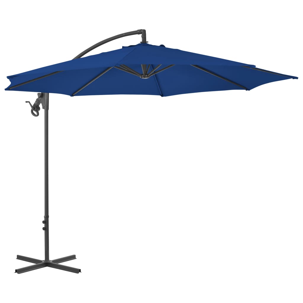 Umbrelă suspendată cu stâlp din oțel, albastru azuriu, 300 cm Lando - Lando