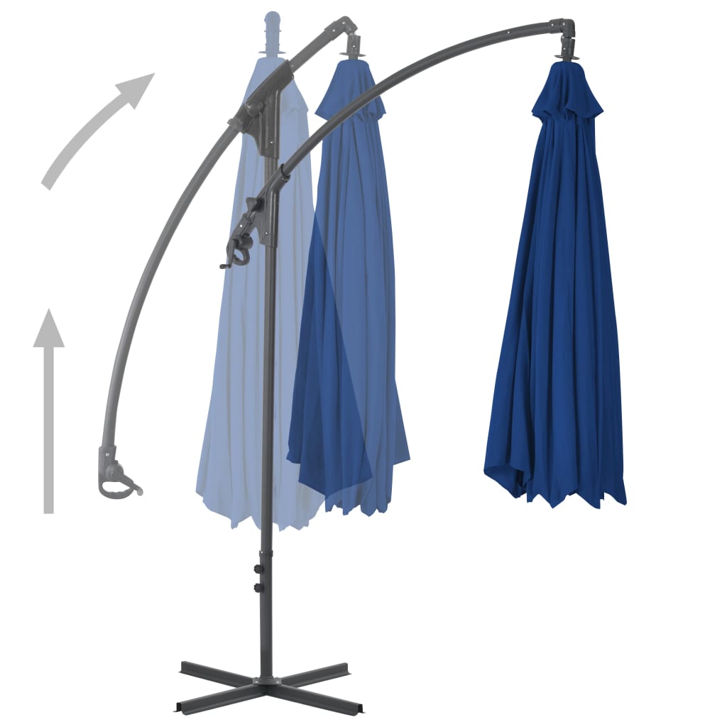 Umbrelă suspendată cu stâlp din oțel, albastru azuriu, 300 cm Lando - Lando