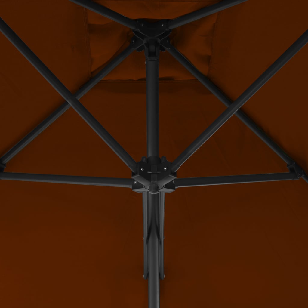 Umbrelă de exterior cu stâlp din oțel, teracota, 250x250x230 cm Lando - Lando