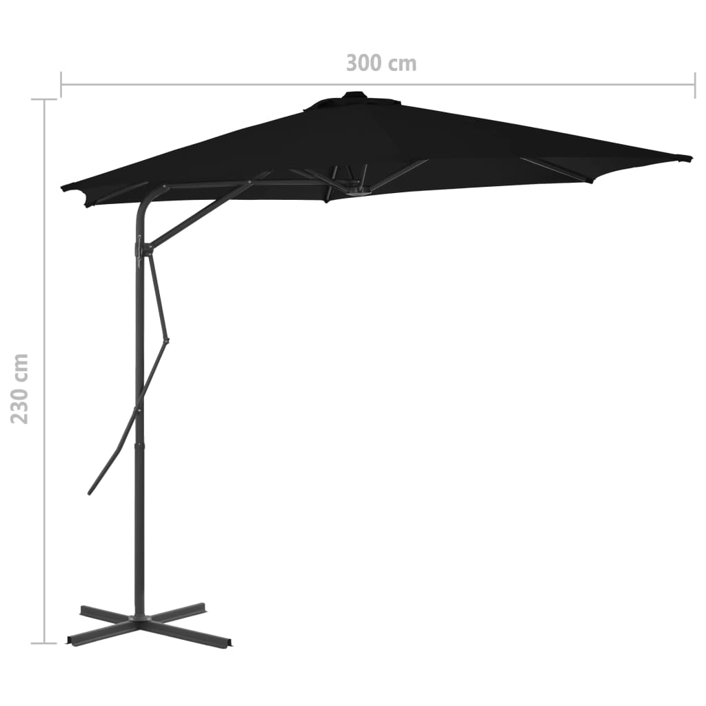 Umbrelă de exterior cu stâlp din oțel, negru, 300x230 cm - Lando