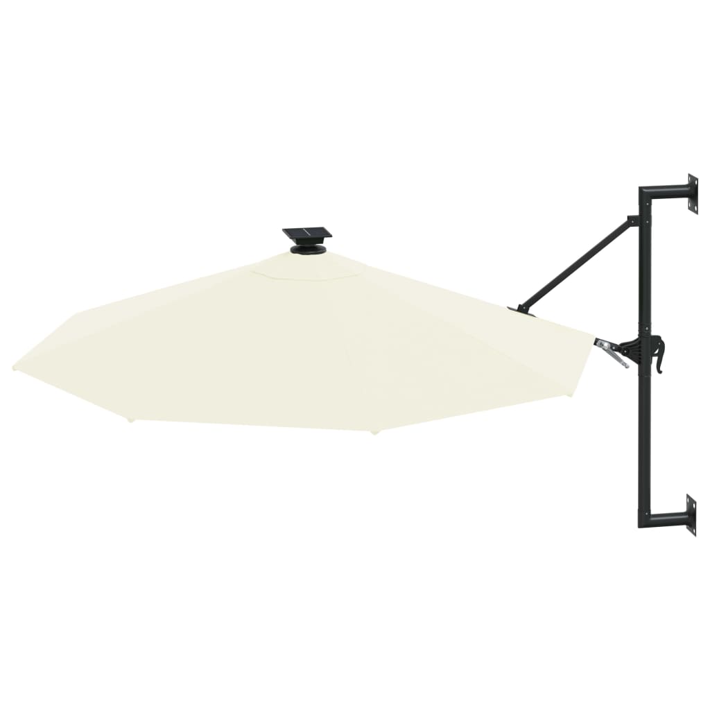 Umbrelă soare montaj pe perete LED stâlp metal nisipiu 300 cm - Lando