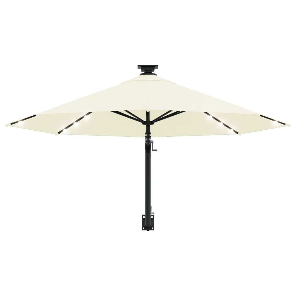 Umbrelă soare montaj pe perete LED stâlp metal nisipiu 300 cm - Lando