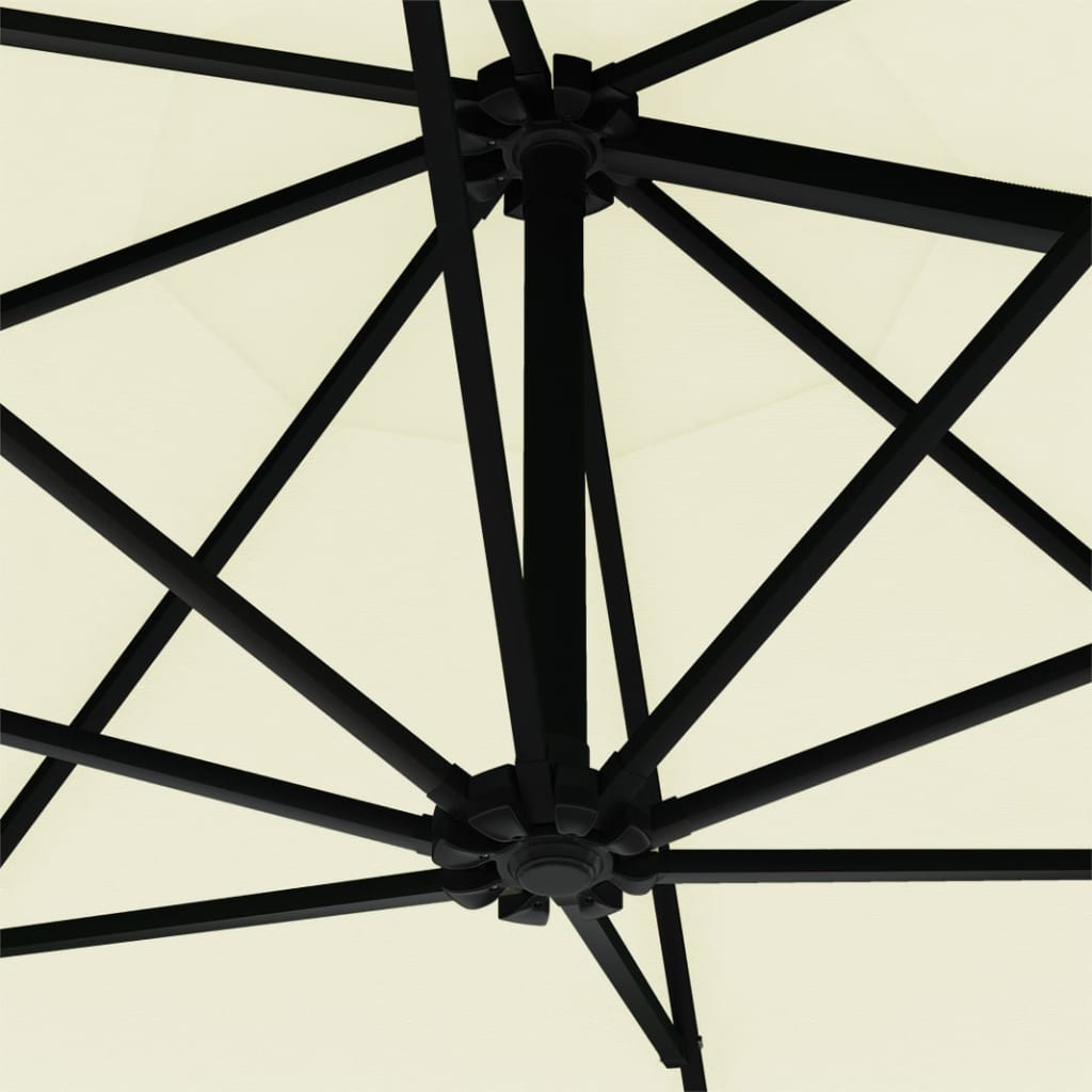 Umbrelă soare montaj pe perete LED stâlp metal nisipiu 300 cm - Lando