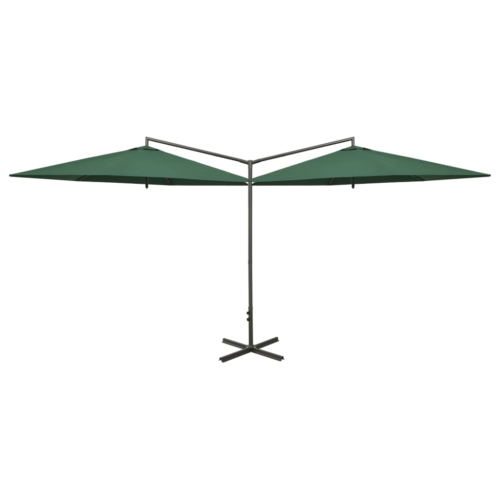 Umbrelă de soare dublă cu stâlp din oțel, verde, 600 cm Lando - Lando