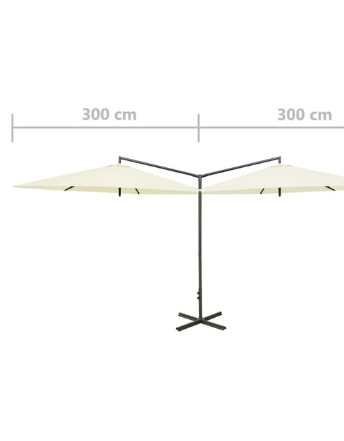 Загрузите изображение в средство просмотра галереи, Umbrelă de soare dublă cu stâlp din oțel, nisipiu, 600 cm Lando - Lando
