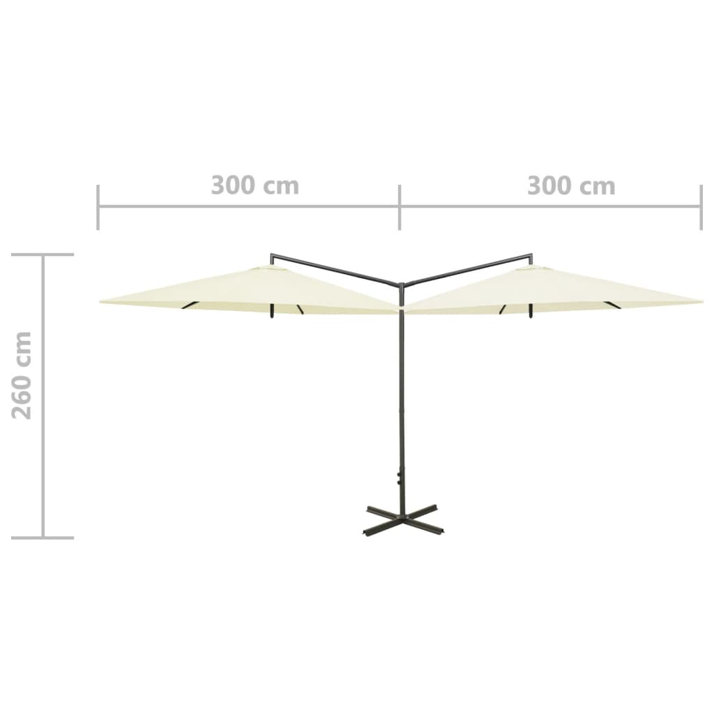 Umbrelă de soare dublă cu stâlp din oțel, nisipiu, 600 cm Lando - Lando