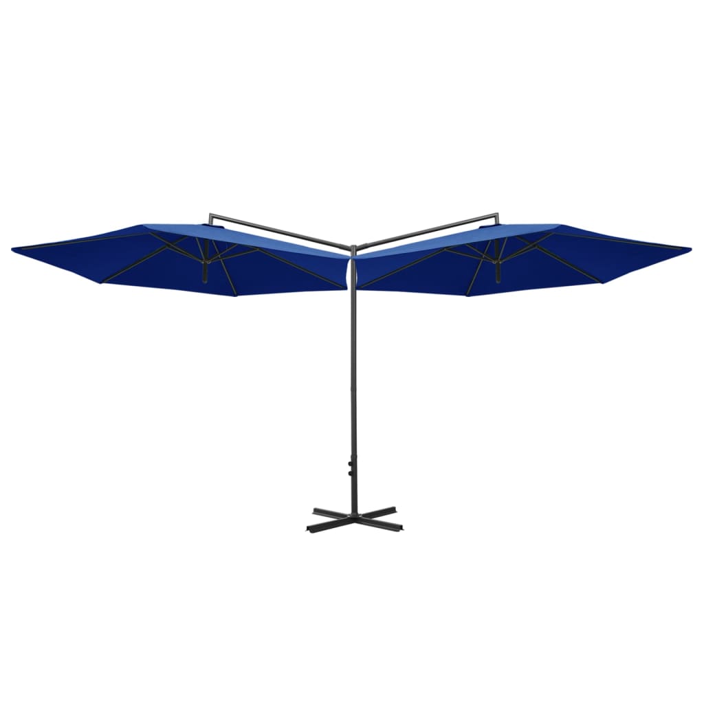 Umbrelă de soare dublă cu stâlp din oțel, azuriu, 600 cm Lando - Lando