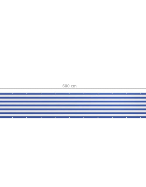 Загрузите изображение в средство просмотра галереи, Paravan de balcon, alb și albastru, 90x600 cm, țesătură oxford Lando - Lando
