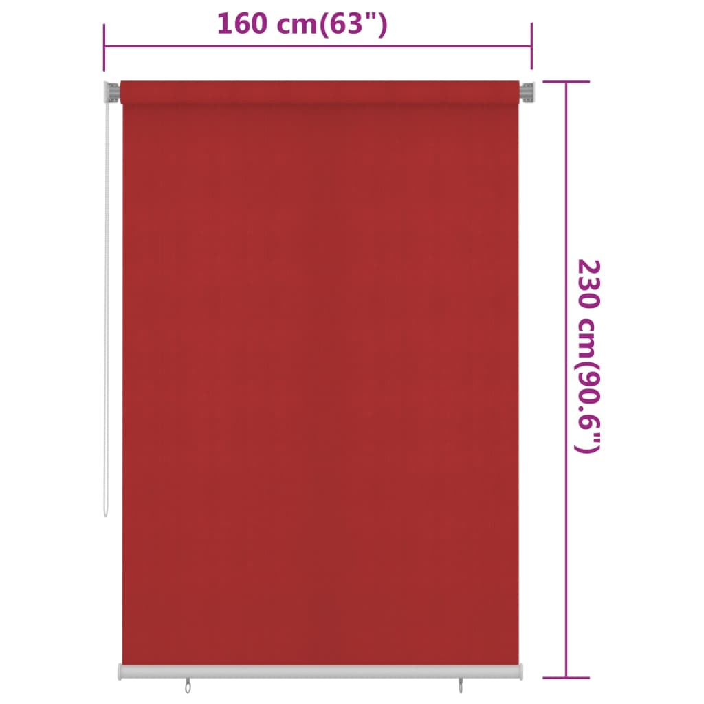 Jaluzea tip rulou de exterior, roşu, 160x230 cm, HDPE Lando - Lando