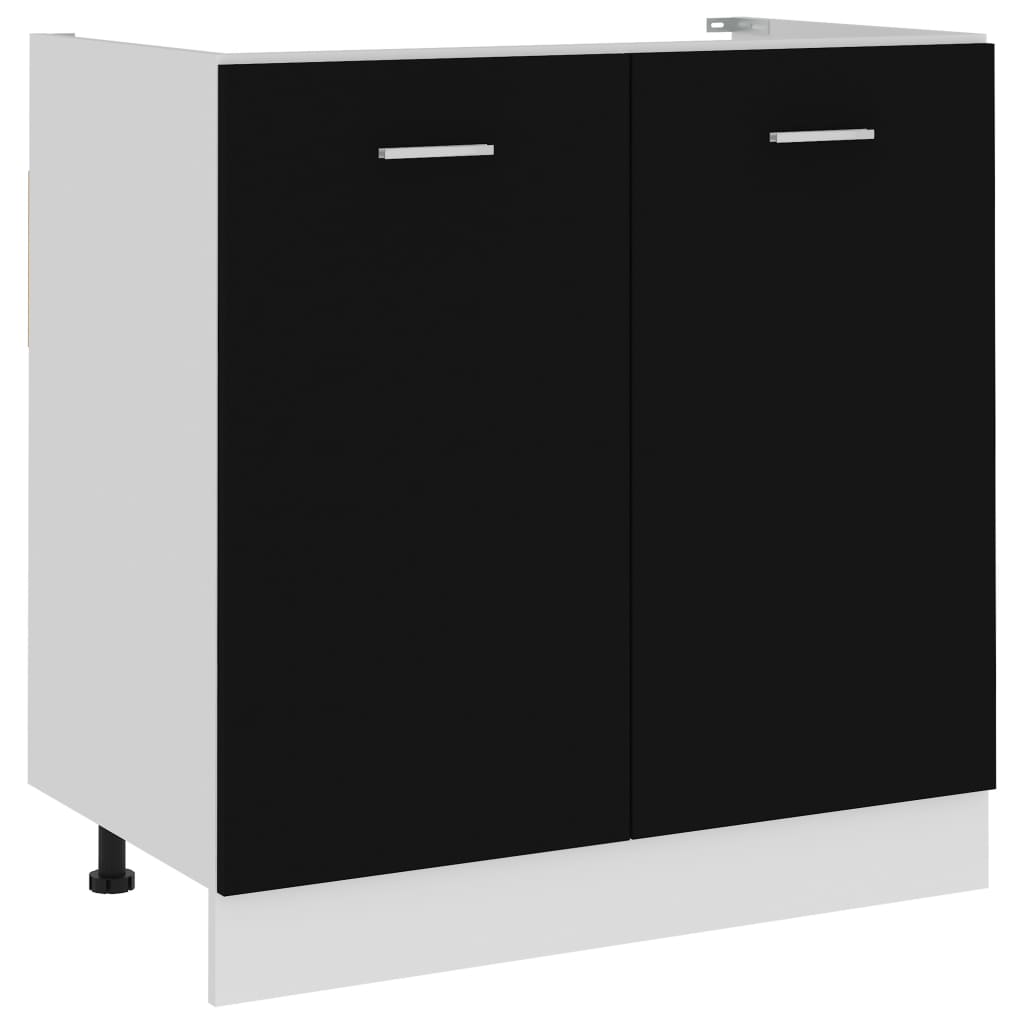 Dulap inferior de chiuvetă, negru, 80 x 46 x 81,5 cm, PAL - Lando