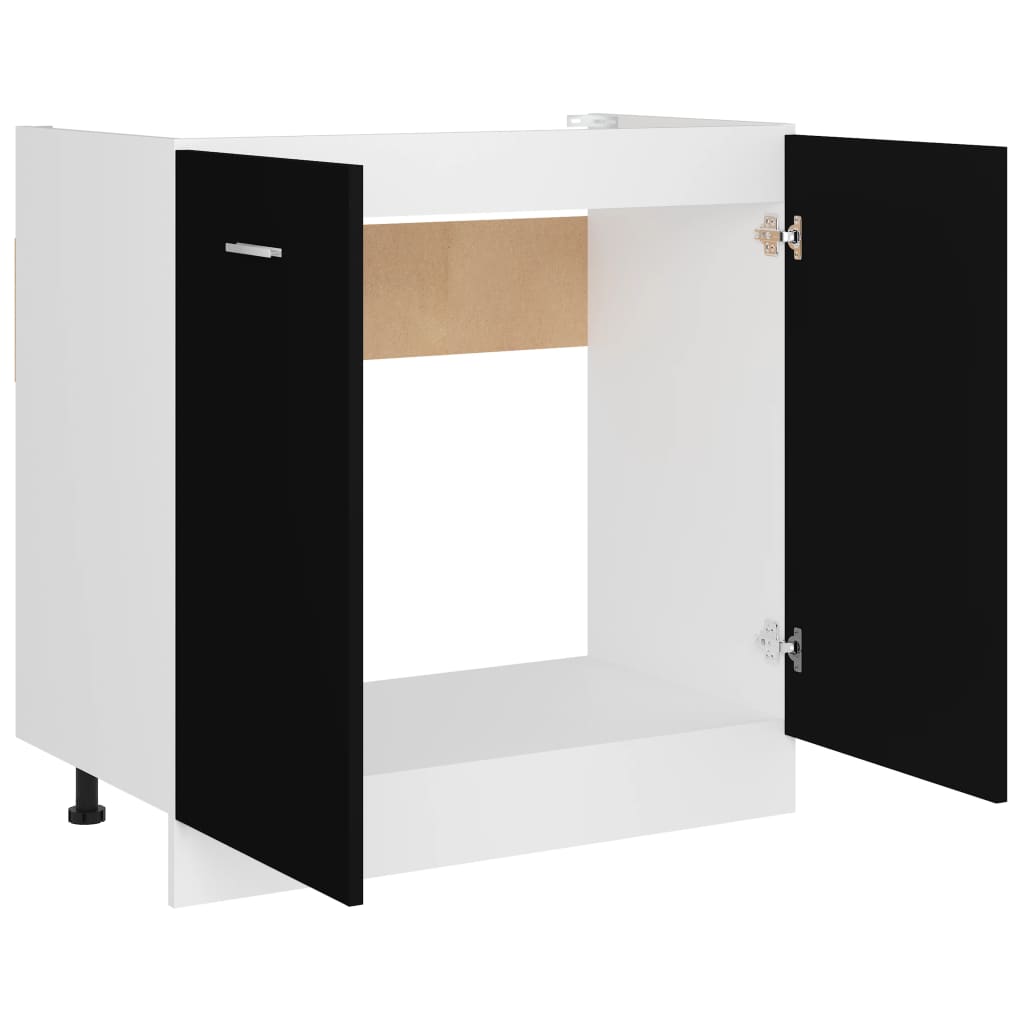 Dulap inferior de chiuvetă, negru, 80 x 46 x 81,5 cm, PAL - Lando