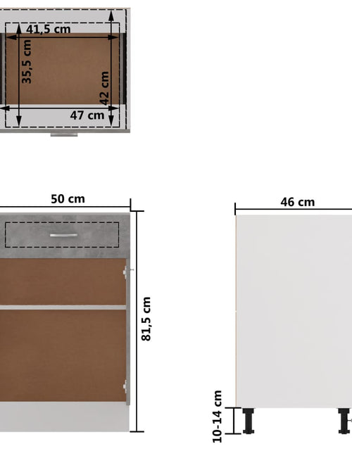 Încărcați imaginea în vizualizatorul Galerie, Dulap inferior cu sertar, gri beton, 50 x 46 x 81,5 cm, PAL - Lando
