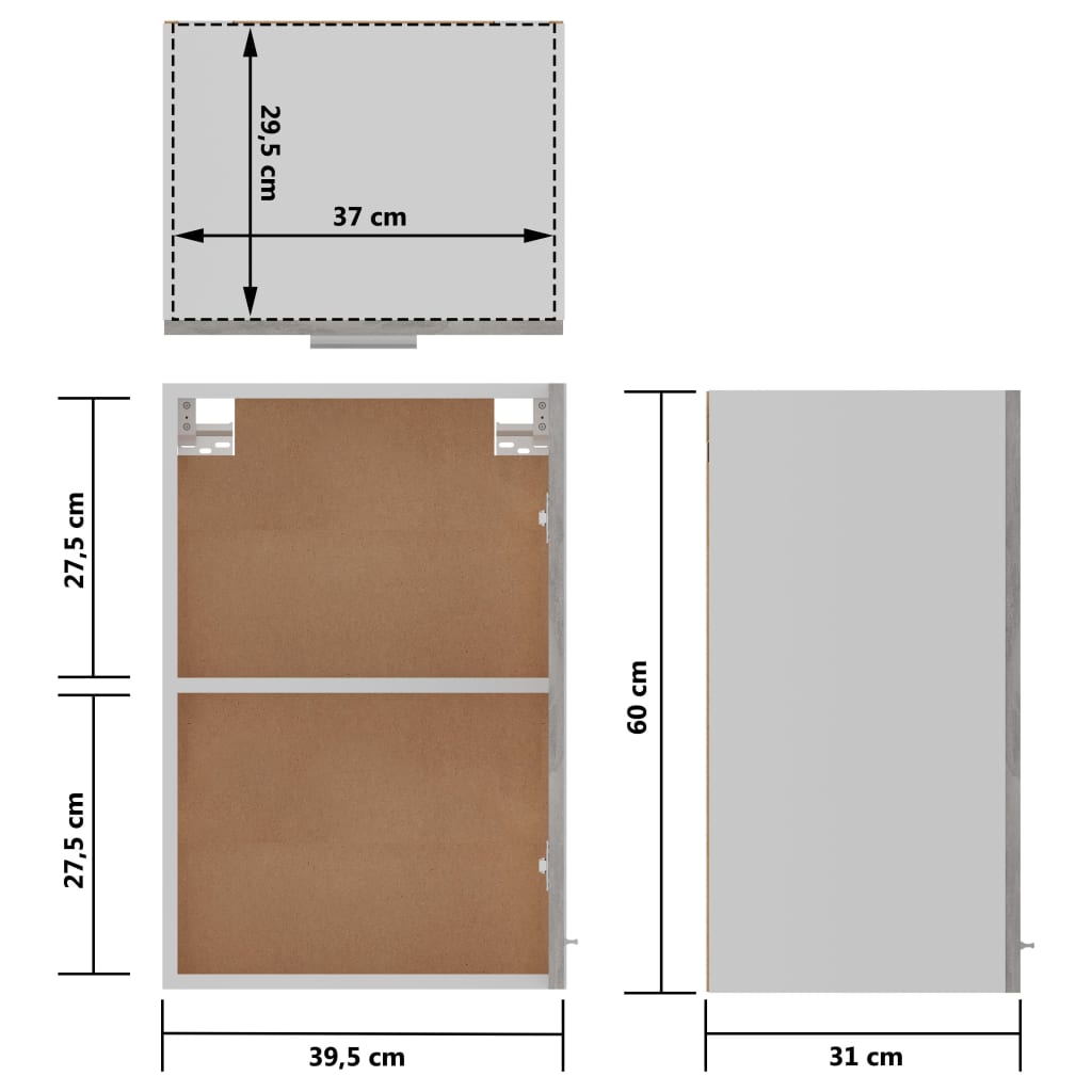 Dulap suspendat, gri beton, 39,5x31x60 cm, PAL - Lando
