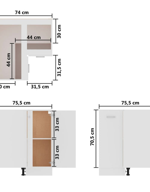 Încărcați imaginea în vizualizatorul Galerie, Dulap inferior de colț, alb extralucios, 75,5x75,5x80,5 cm PAL - Lando
