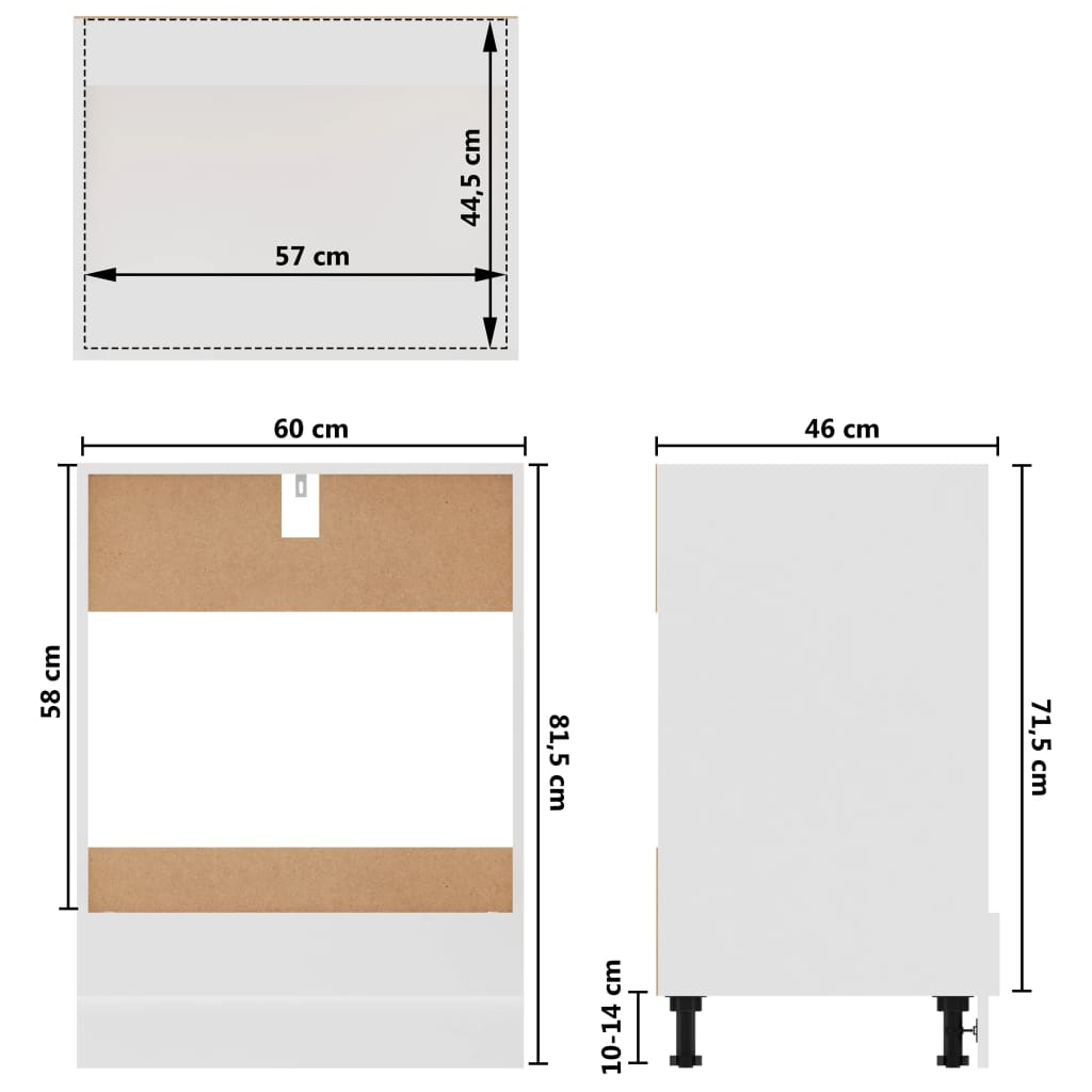 Dulap pentru cuptor, alb, 60 x 46 x 81,5 cm, PAL - Lando