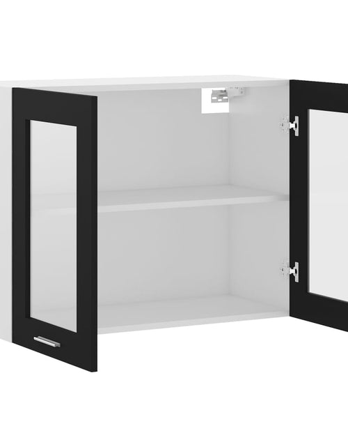 Încărcați imaginea în vizualizatorul Galerie, Dulap de sticlă suspendat, negru, 80 x 31 x 60 cm, PAL - Lando
