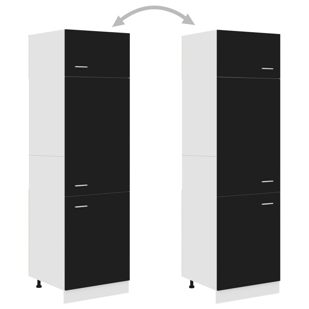 Dulap de frigider, negru, 60x57x207 cm, lemn prelucrat - Lando