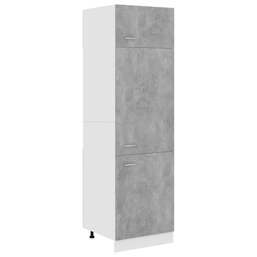 Dulap frigider, gri beton, 60 x 57 x 207 cm, lemn prelucrat - Lando