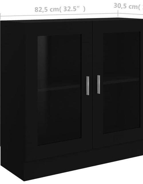 Încărcați imaginea în vizualizatorul Galerie, Dulap cu vitrină, negru, 82,5 x 30,5 x 80 cm, PAL Lando - Lando
