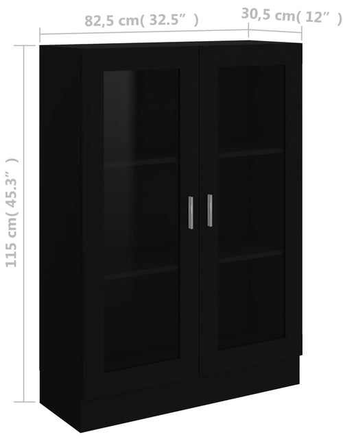 Încărcați imaginea în vizualizatorul Galerie, Dulap cu vitrină, negru, 82,5 x 30,5 x 115 cm, PAL Lando - Lando
