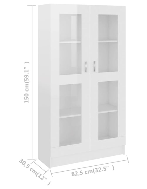 Încărcați imaginea în vizualizatorul Galerie, Dulap cu vitrină, alb extralucios, 82,5 x 30,5 x 150 cm, PAL Lando - Lando
