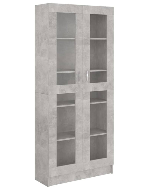 Încărcați imaginea în vizualizatorul Galerie, Dulap cu vitrină, gri beton, 82,5 x 30,5 x 185,5 cm, PAL Lando - Lando
