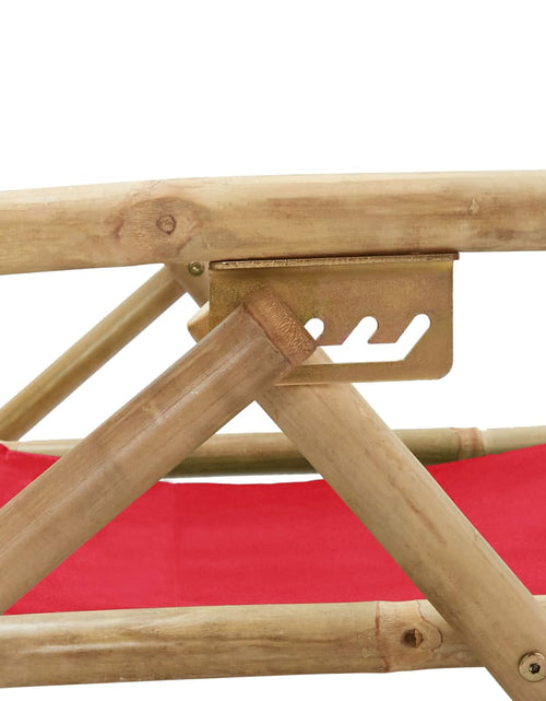 Încărcați imaginea în vizualizatorul Galerie, Scaun rabatabil de relaxare, roșu, bambus &amp; țesătură - Lando
