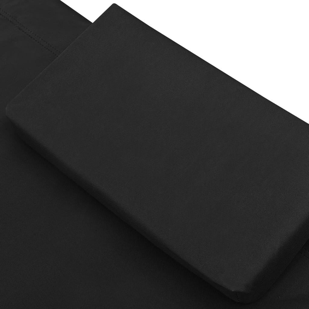 Pat șezlong de exterior, negru, material textil - Lando