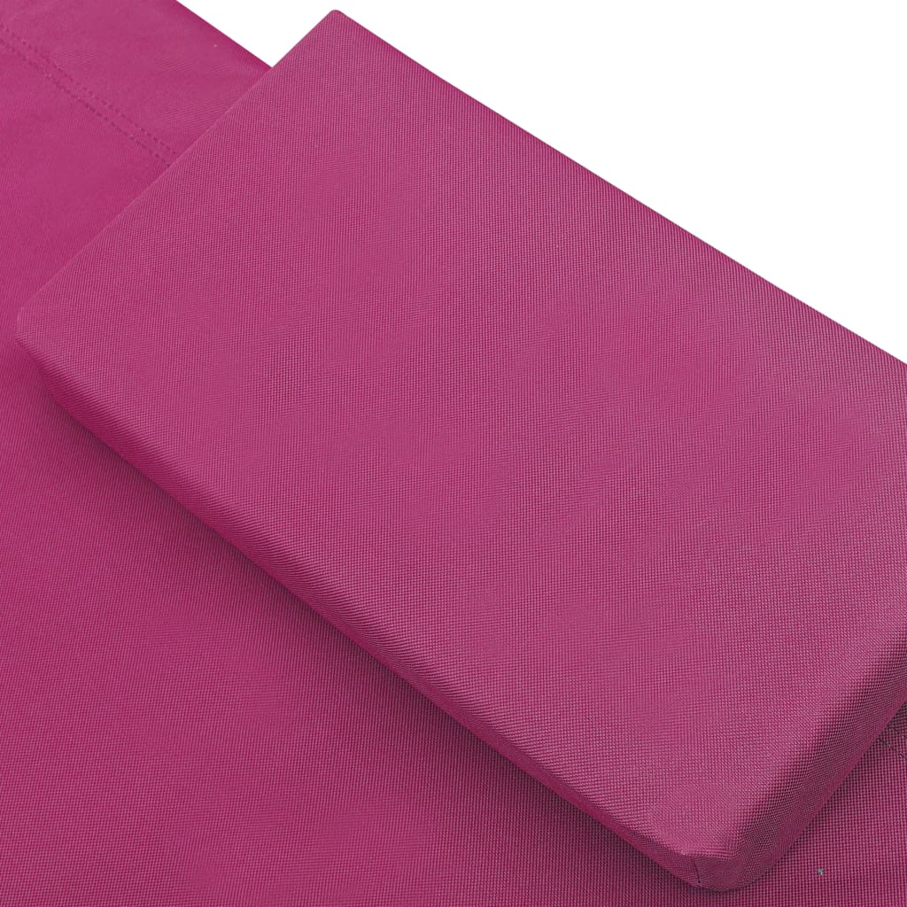 Pat șezlong de exterior, roz, material textil - Lando