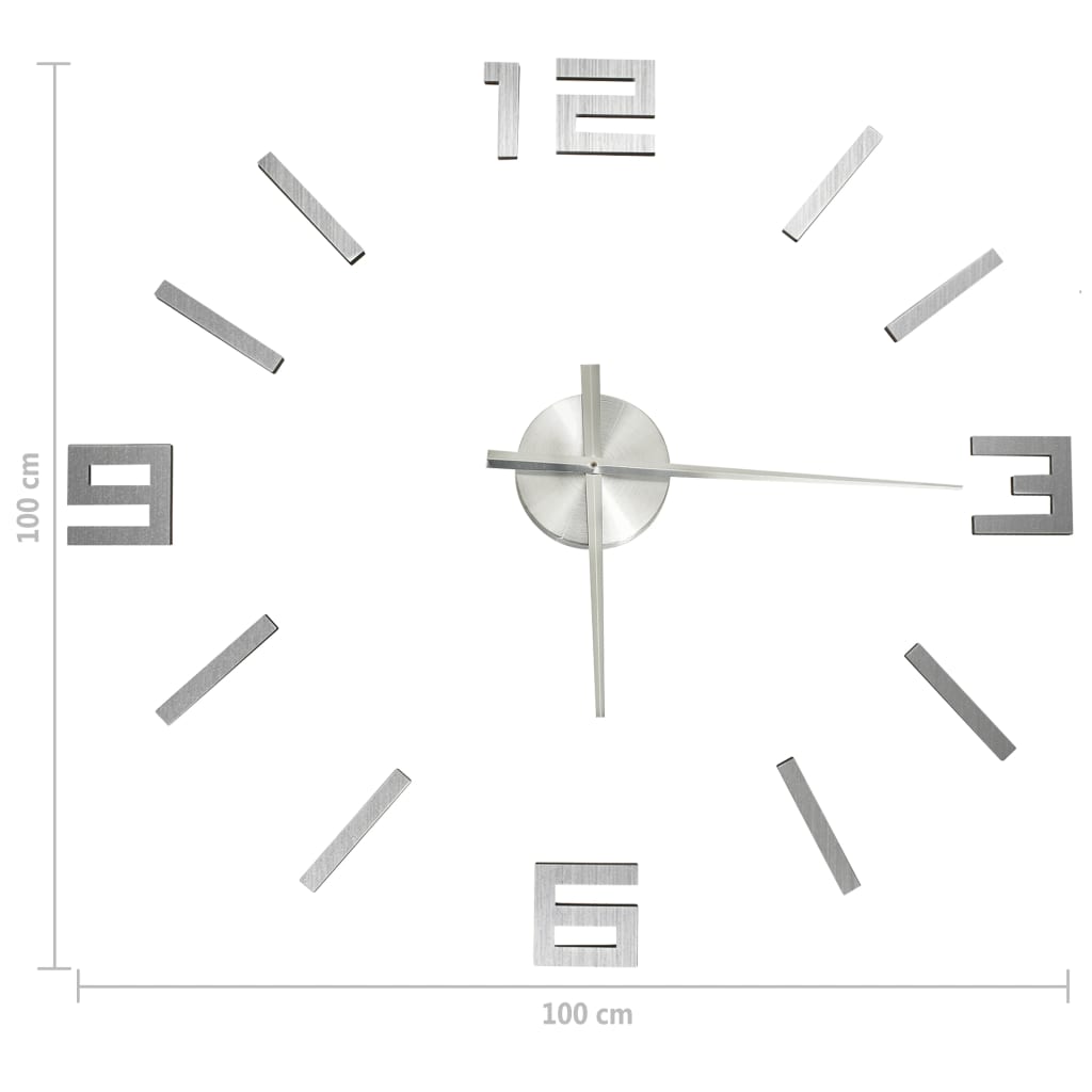 Ceas de perete 3D, argintiu, 100 cm, XXL, design modern Lando - Lando