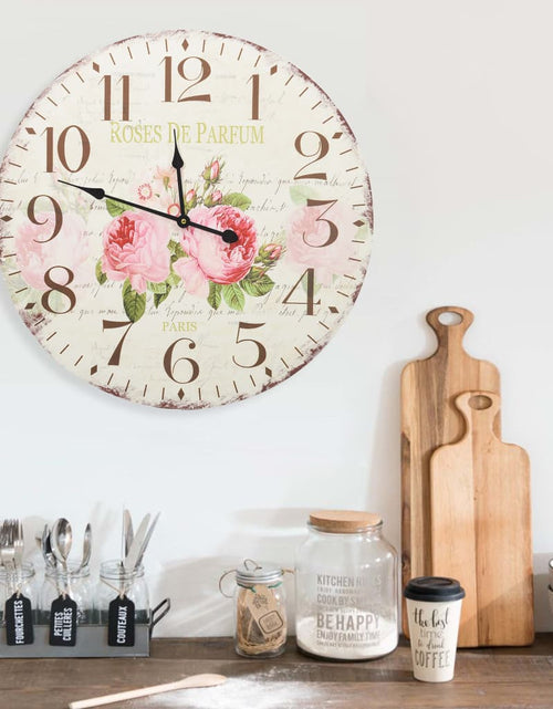 Încărcați imaginea în vizualizatorul Galerie, Ceas de perete vintage, 60 cm, floare - Lando
