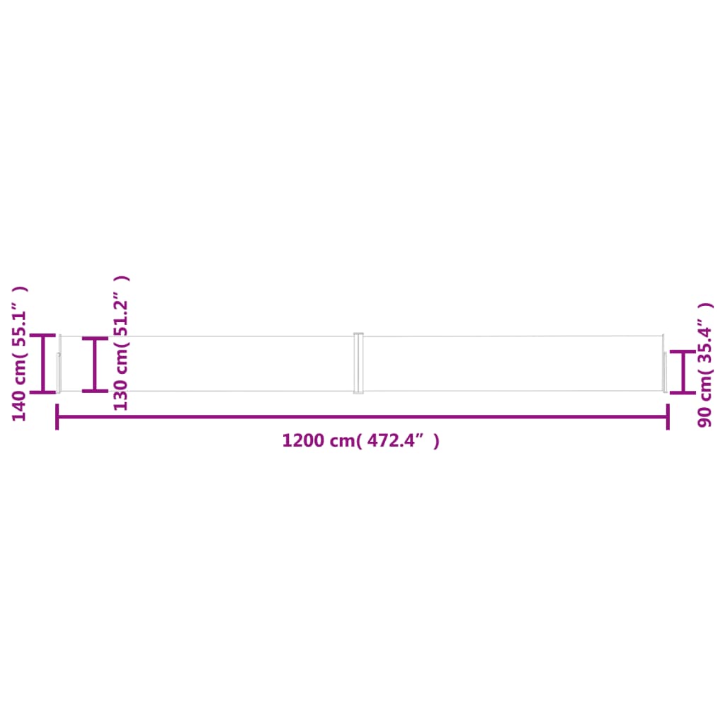 Copertină laterală retractabilă de terasă albastru 140x1200 cm - Lando