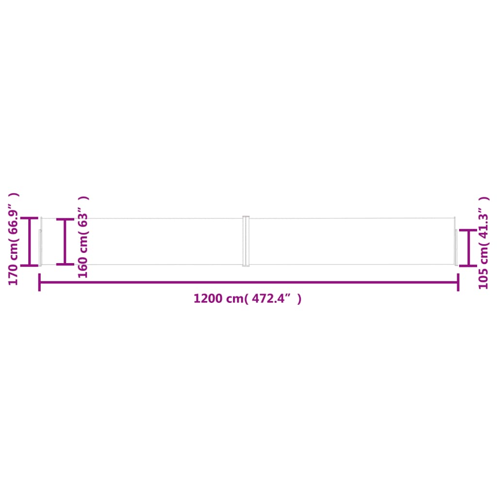 Copertină laterală retractabilă de terasă, albastru, 170x1200cm - Lando