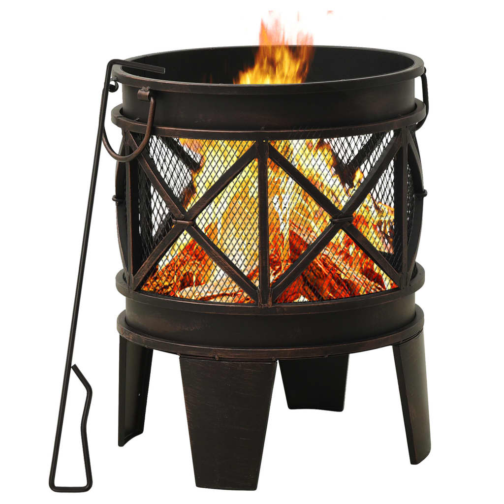 Vatră de foc rustică, cu vătrai, Φ42x54 cm, oțel Lando - Lando