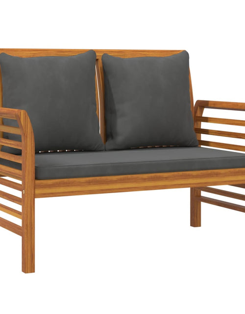Încărcați imaginea în vizualizatorul Galerie, Banchetă canapea cu perne gri închis, lemn masiv de acacia - Lando
