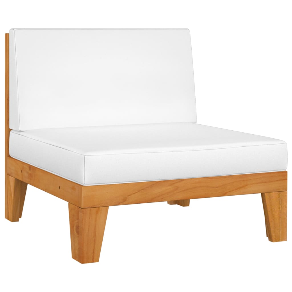 Canapea de mijloc modulară, perne alb crem, lemn masiv acacia - Lando