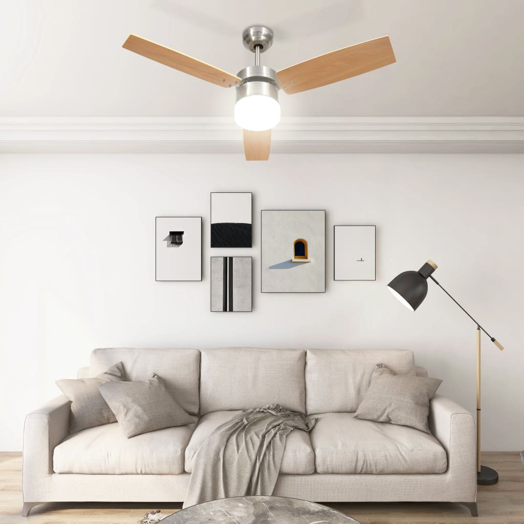 Ventilator tavan cu iluminare/telecomandă, maro deschis, 108 cm Lando - Lando