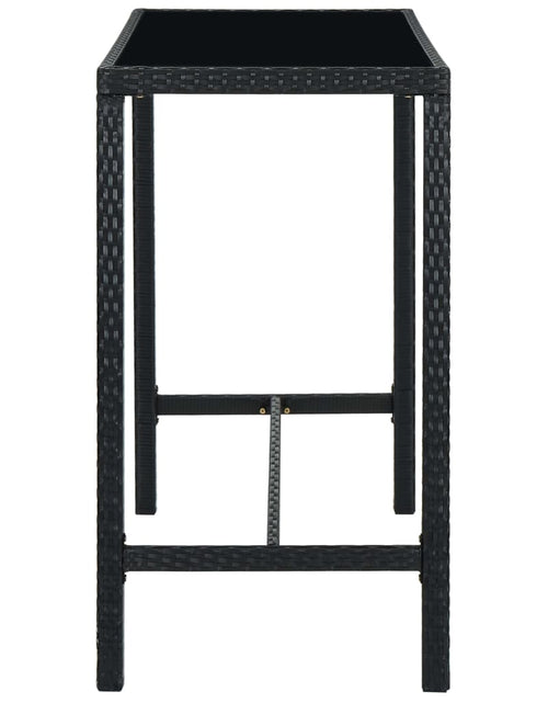 Încărcați imaginea în vizualizatorul Galerie, Masă de bar grădină, negru, 130x60x110 cm, poliratan și sticlă - Lando
