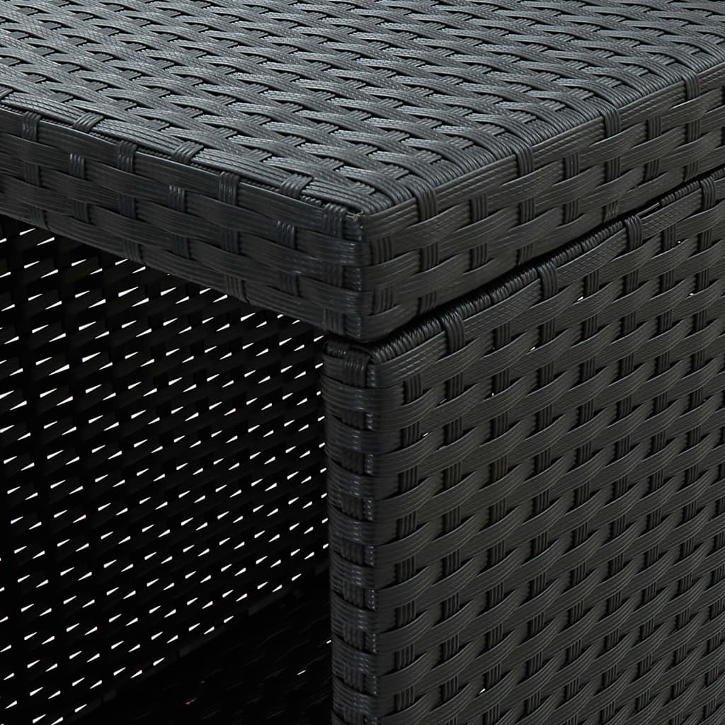 Masă de bar cu raft depozitare, negru, 120x60x110 cm, poliratan - Lando