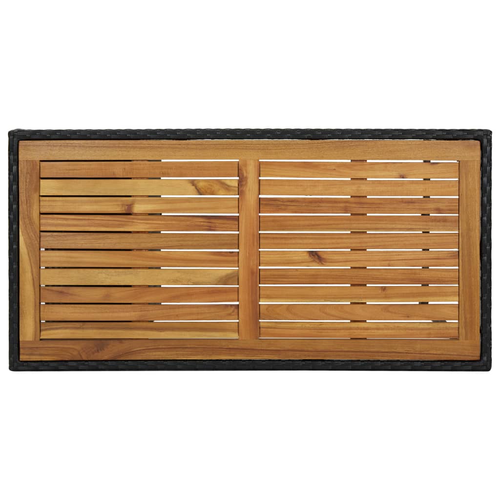 Masă de bar cu raft de depozitare negru 120x60x110 cm poliratan - Lando