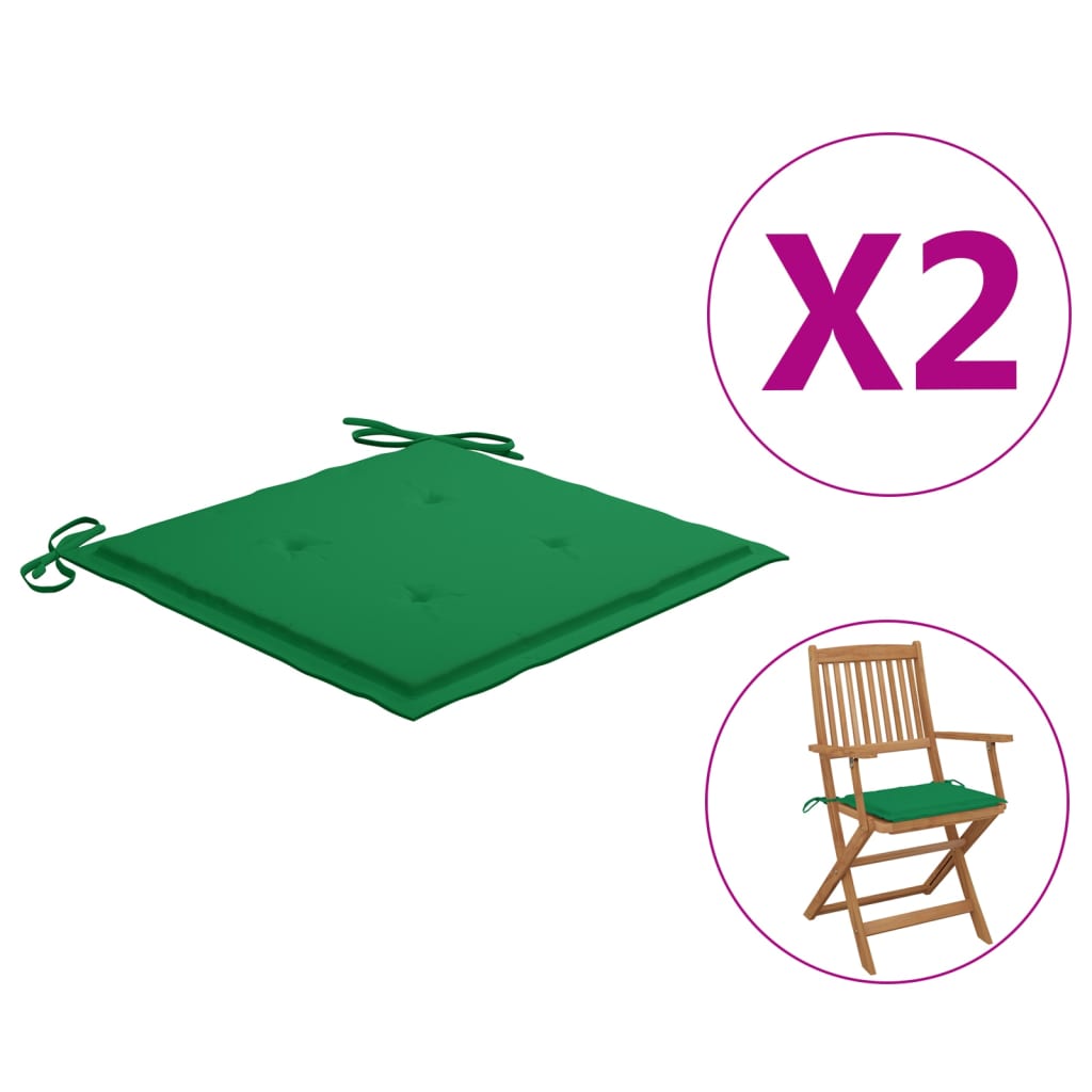 Perne scaun de grădină, 2 buc., verde, 40x40x3 cm, textil Lando - Lando