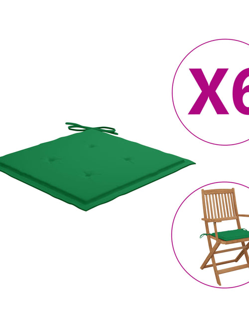 Загрузите изображение в средство просмотра галереи, Perne scaun de grădină, 6 buc., verde, 40x40x3 cm, textil Lando - Lando
