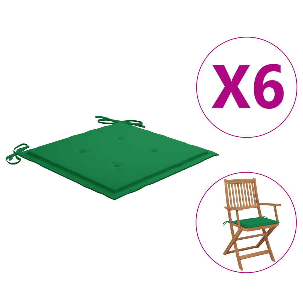 Perne scaun de grădină, 6 buc., verde, 40x40x3 cm, textil Lando - Lando