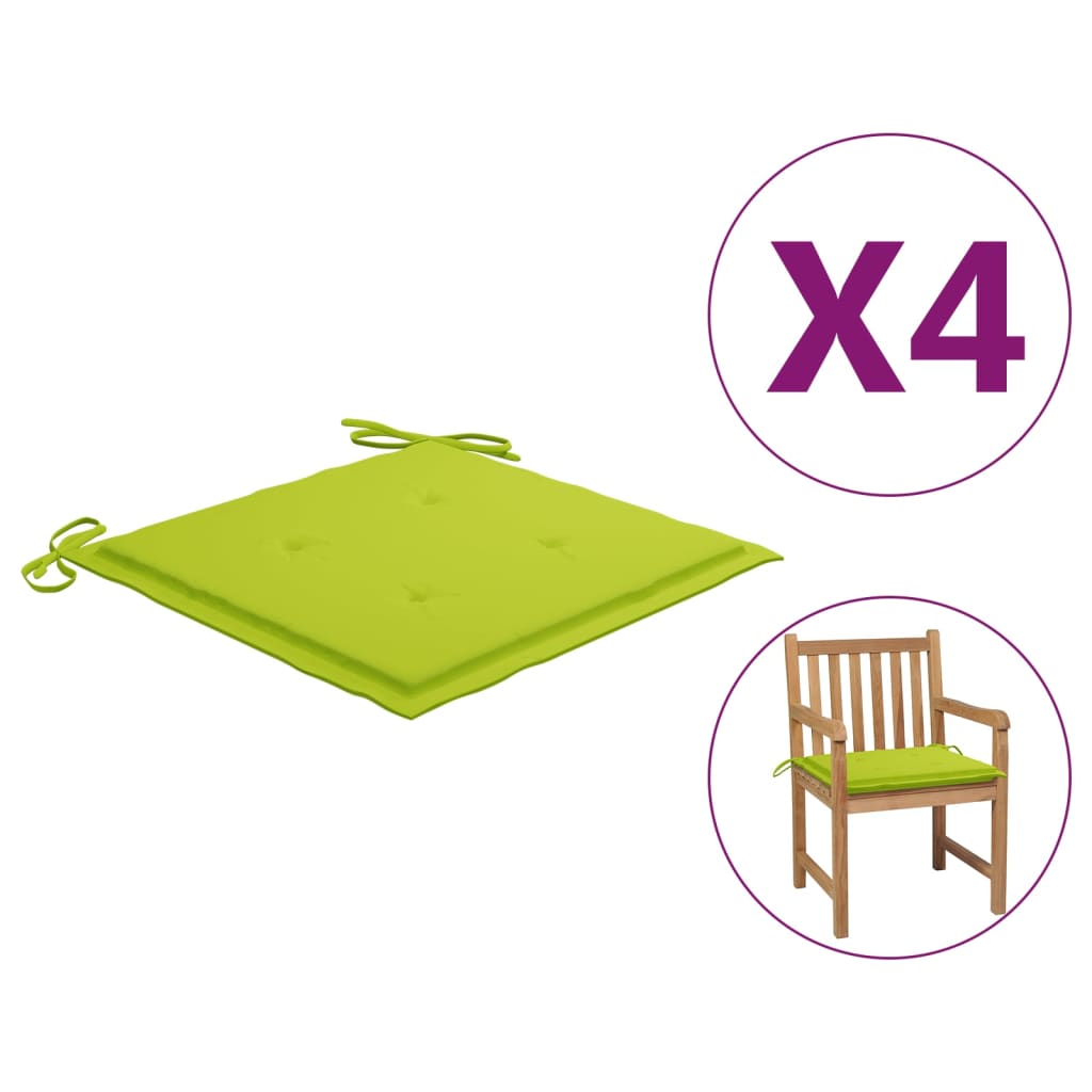 Perne scaun de grădină, 4 buc, verde aprins, 50x50x3 cm, textil Lando - Lando